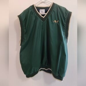 Turtle Bay Green Sleeveless Windbreaker Vest with Embroidered Lion
